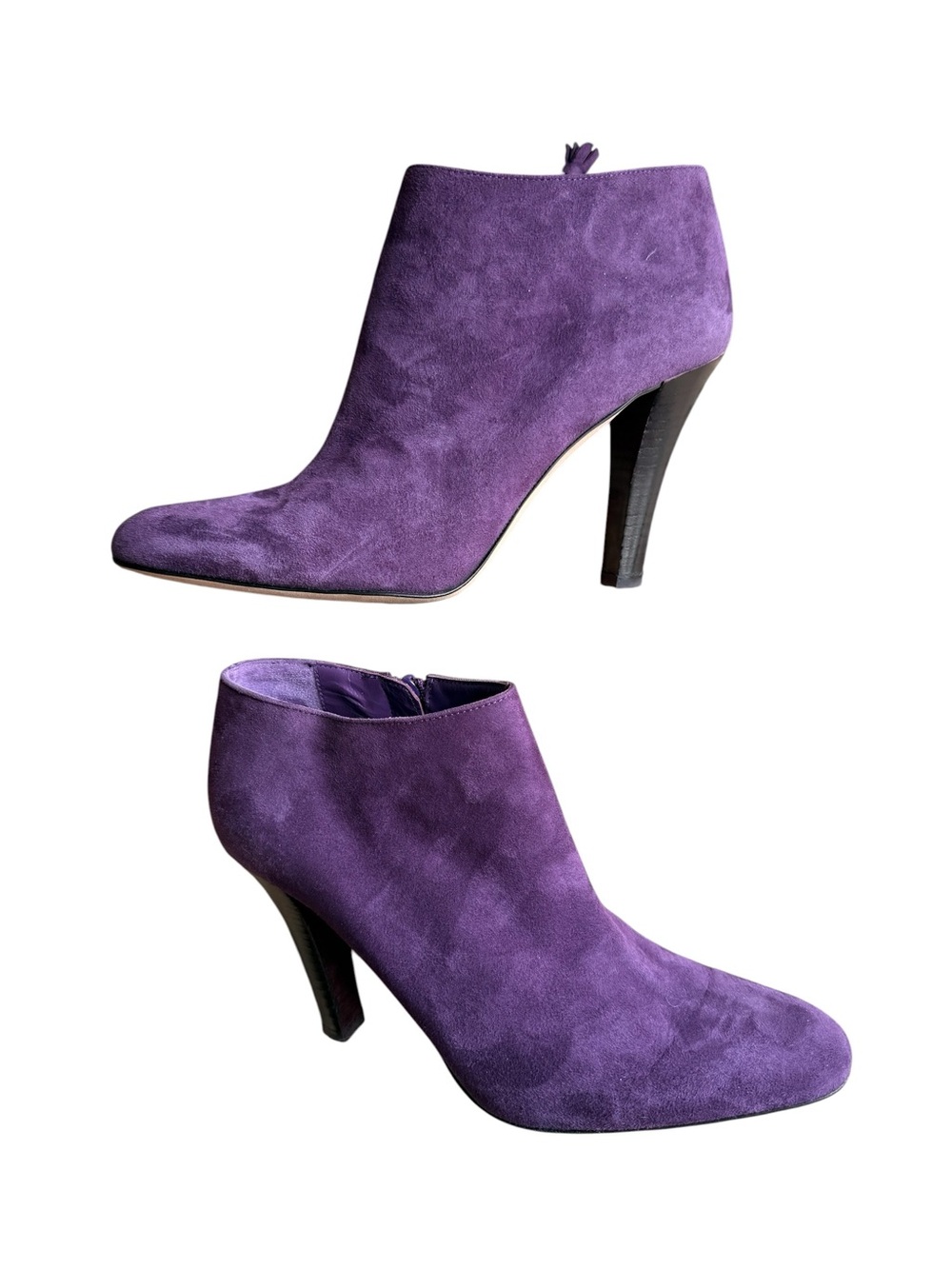 Brooks Brothers Italian Made Purple Suede Ankle Boots with Tassel Zip